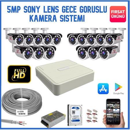 14 Kameralı 5 MP Sony Lens Gece Görüşlü AHD Güvenlik Kamerası Sistemi
