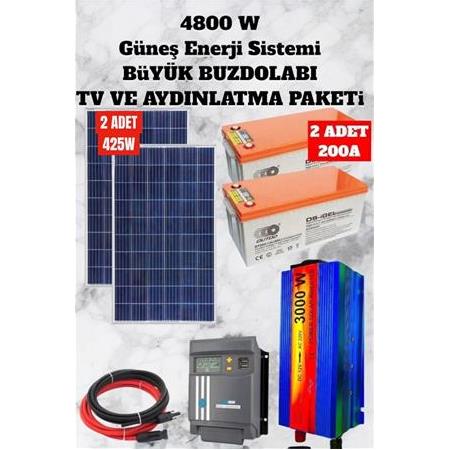 4800 WATT TV, Buzdolabı, Aydınlatma Güneş Enerji Sistemi Paketi Bağ Evi Ve Karavan Solar Sistem