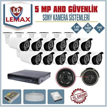 12 Kameralı 5 MP AHD Sony Lens Güvenlik Kamerası Sistemleri