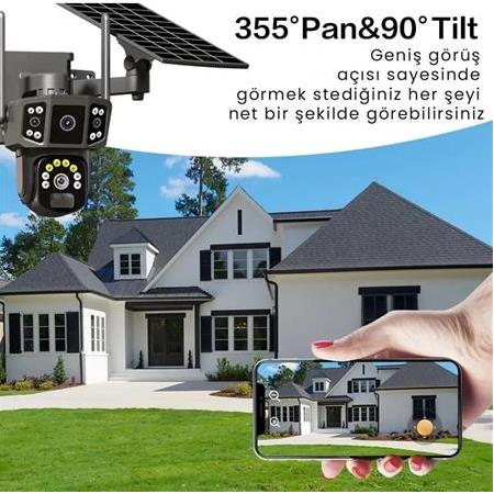 Maxcam Kabolusuz 4G, Solar Panelli Kamera, Çift Lens, 4K 10x Zoom, Sım Kart Destekli, Ip Kamera