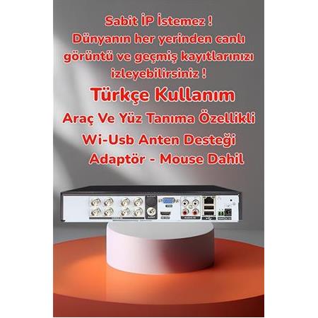 8 Kameralı SESLİ 5MP Sony Lens Gece Renkli Araç Ve Yüz Tanımalı Kamera Sistemi