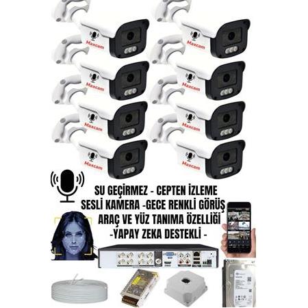8 Kameralı SESLİ 5MP Sony Lens Gece Renkli Araç Ve Yüz Tanımalı Kamera Sistemi