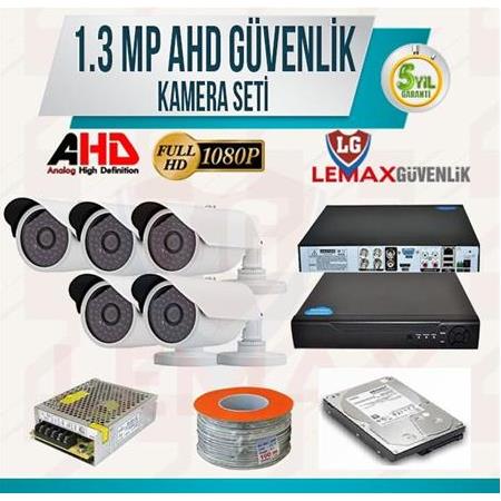 5 Kameralı  1.3 MP AHD Güvenlik Kamera Sistemleri