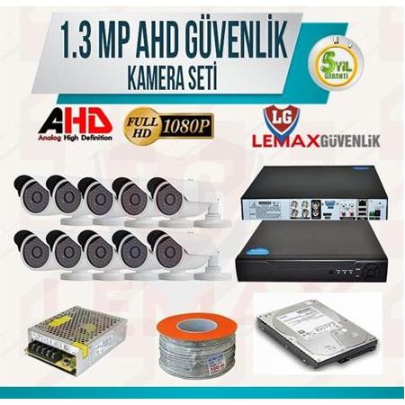 10 Kameralı 1.3 MP AHD SONY Güvenlik Kamerası