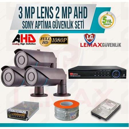 3 Kameralı 3 MP AHD SONY Güvenlik Kamera Sistemleri