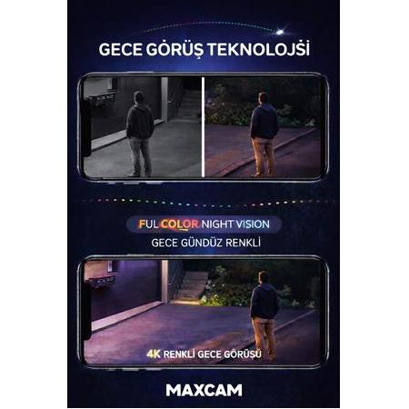 2 Kameralı 4K 1440P Full HD Sesli PoE IP Kamera Sistemi – Gece Renkli Ultra HD Güvenlik Seti