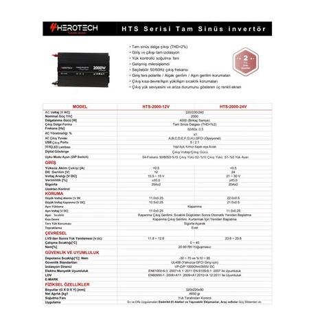 Herotech 2000W Watt 12 Volt Tam Sinüs İnverter