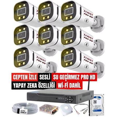 8 Kameralı Güvenlik Sistemi Sesli Gece Renkli 5 MP Lemax PRO HD Kamera Sİstemleri