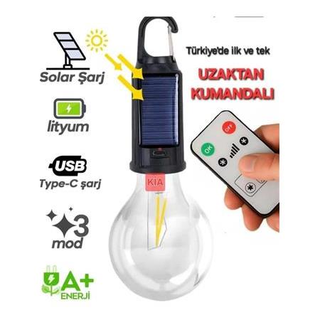 Kia Solar Kumandalı LED Ampul - Güneş Enerjili Ampul Lamba