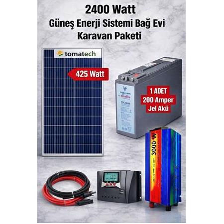 2400 WATT TV, Buzdolabı, Aydınlatma Güneş Enerji Sistemi Paketi Bağ Evi Ve Karavan Solar Sistem