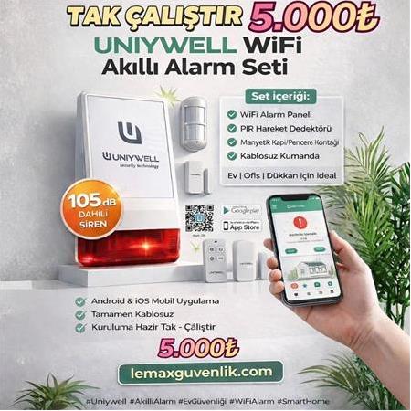 Uniywell Kablosuz Dış Ortam Sirenli Wifi Akıllı Alarm Seti