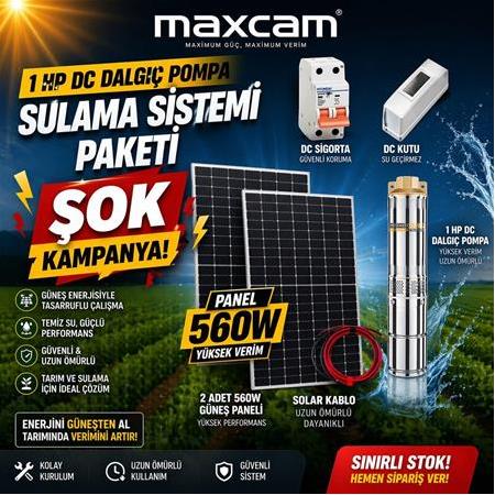 1 HP DC Dalgıç Pompa Sulama Sistemi Paketi