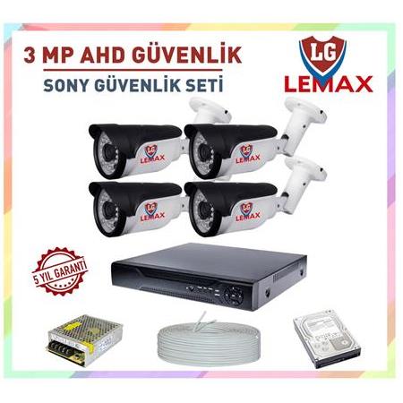 4 Kameralı 3 MP 1080P AHD Güvenlik Kamerası Sistemleri