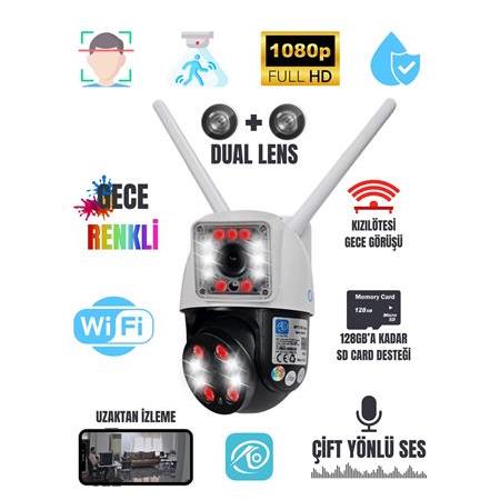 O-kam PRO Çift Kameralı Dual Lens Wifi Akıllı Kamera , Yapay Zeka, Gece Görüş,